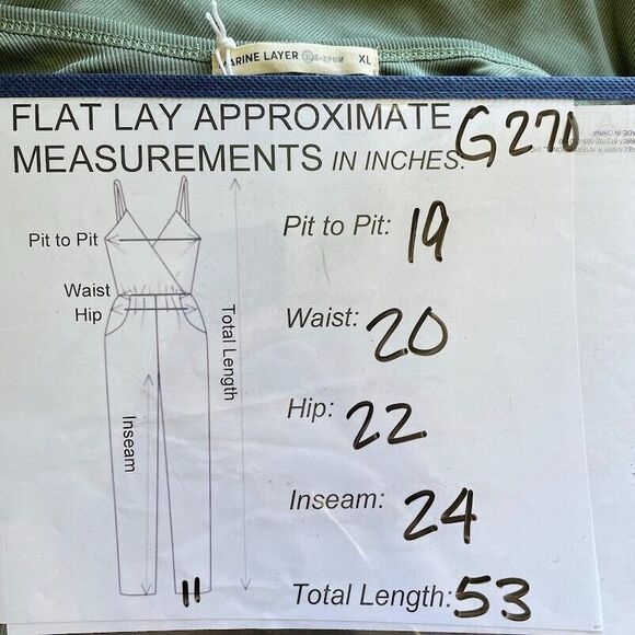 Marine Layer Luxe Rib Jumpsuit Womens Size XL Green Ankle Wide Leg Romper NEW! - Picture 9 of 15